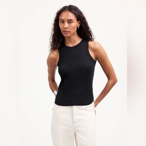 Madewell (Re)generative Cotton Ribbed Cutaway Tank Black, size S, EUC!